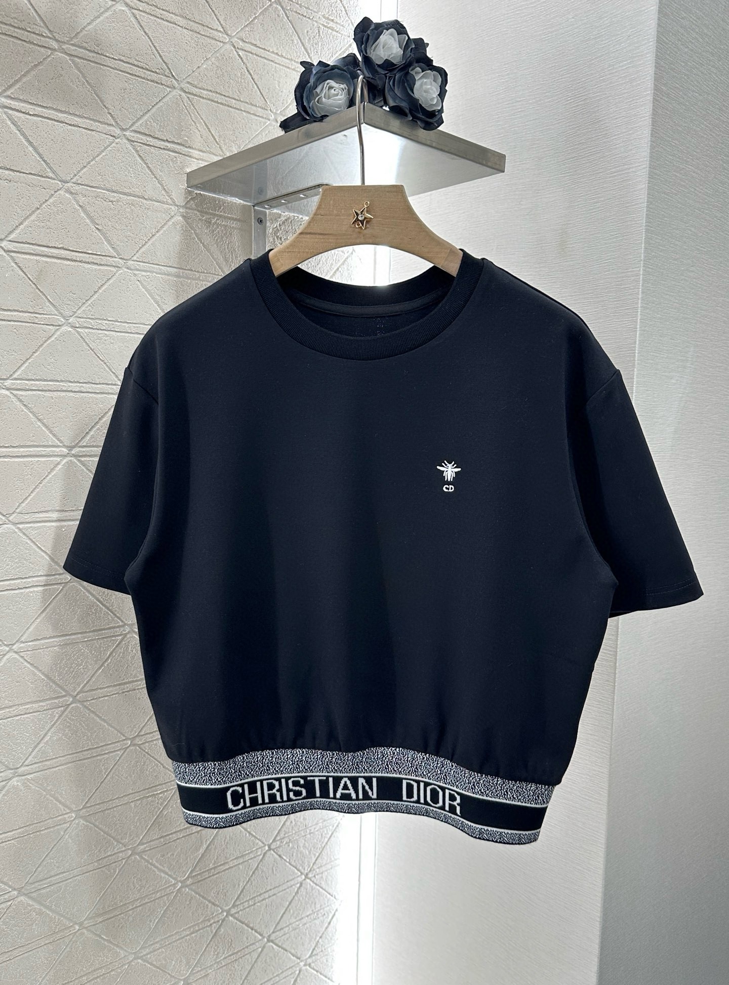 Bee Embroidered Crew Tee