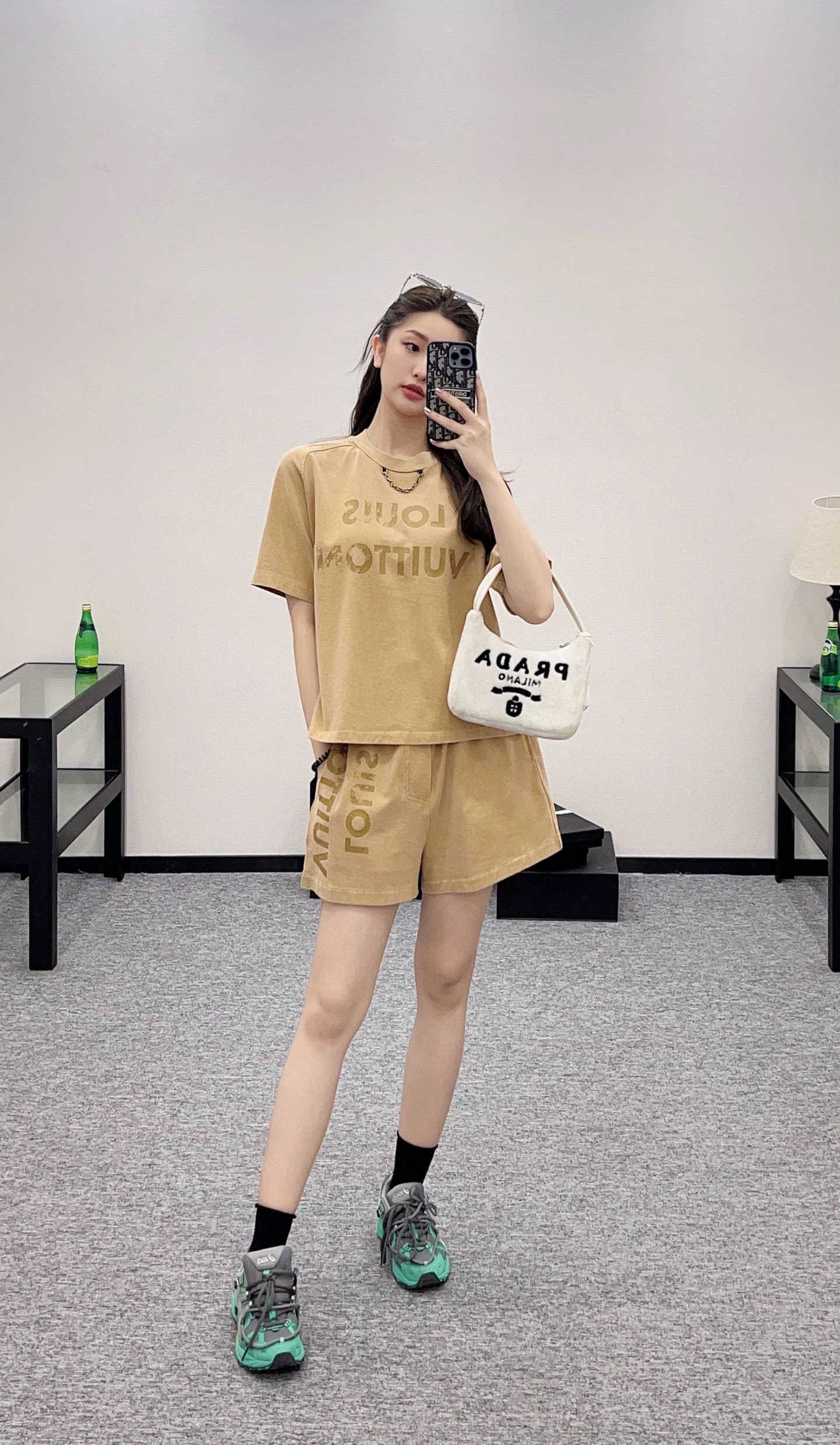 Camel Monogram Tee & Short Set