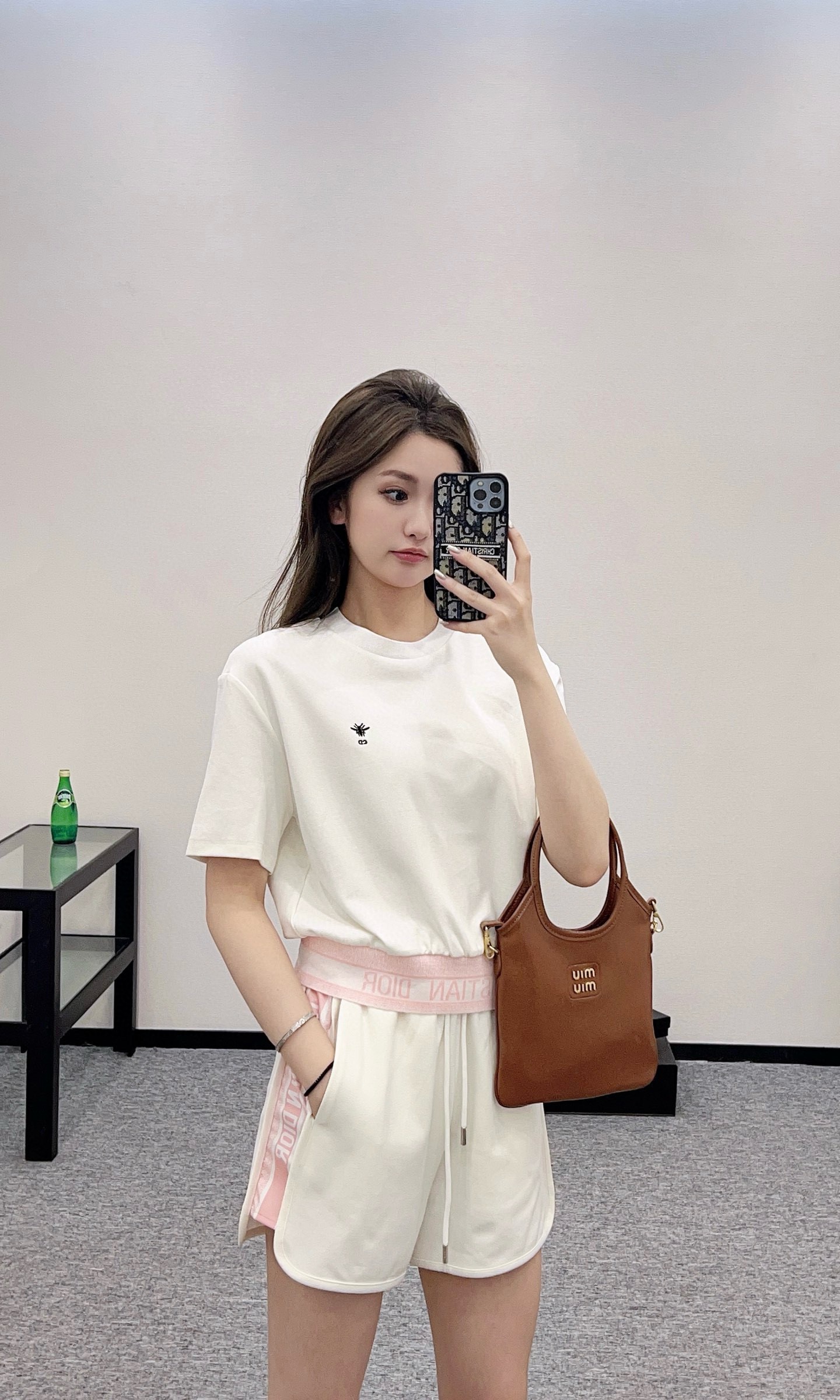 Cream Tee & Pink Short Set