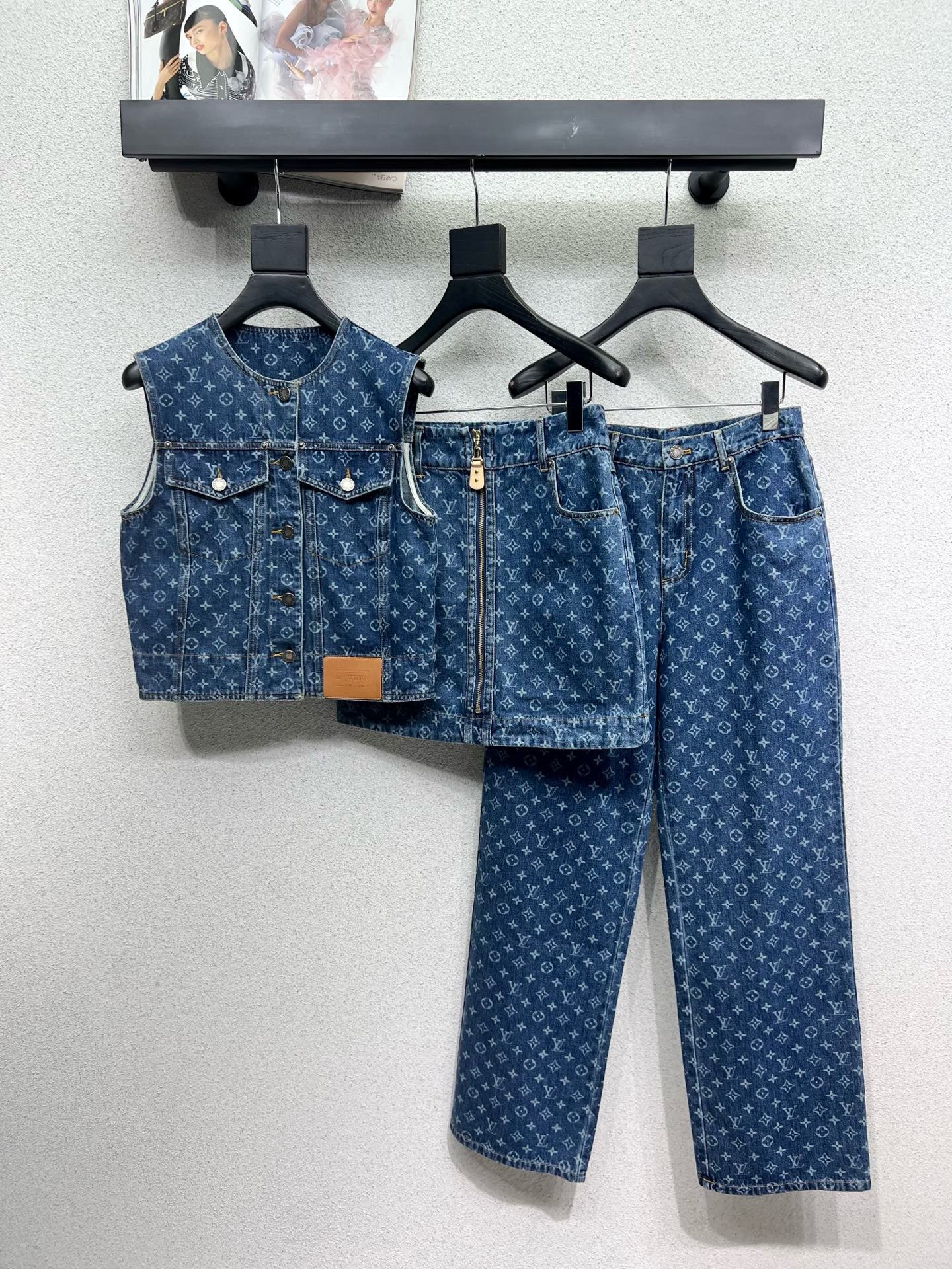 Monogram Denim Vest & Wide Jean