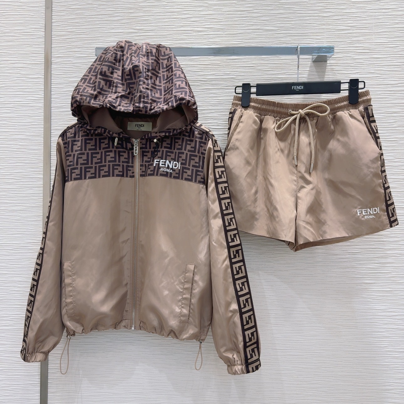 Brown FF Hoodie & Short Set