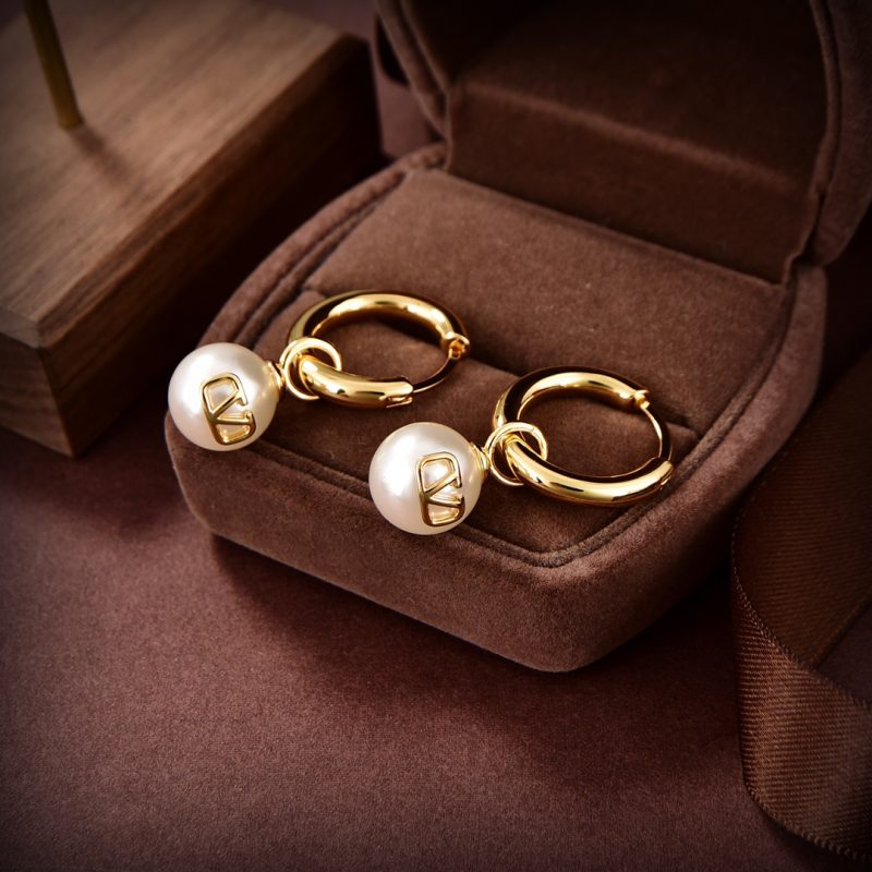 Pearl Drop Hoop Earrings