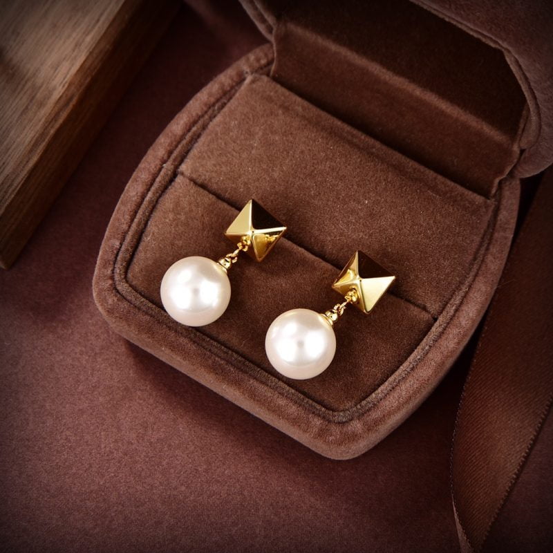 Pearl Pyramid Drop Earrings