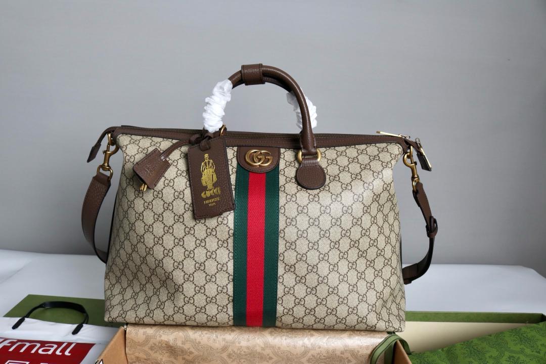 Ophidia GG Web-Stripe Boston Tote