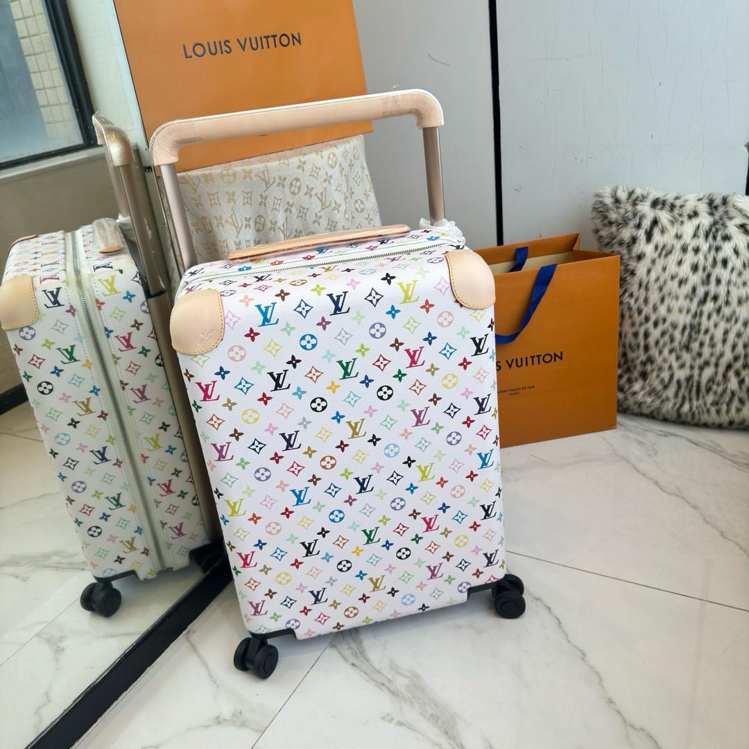 White Multicolour Monogram Cabin Trolley