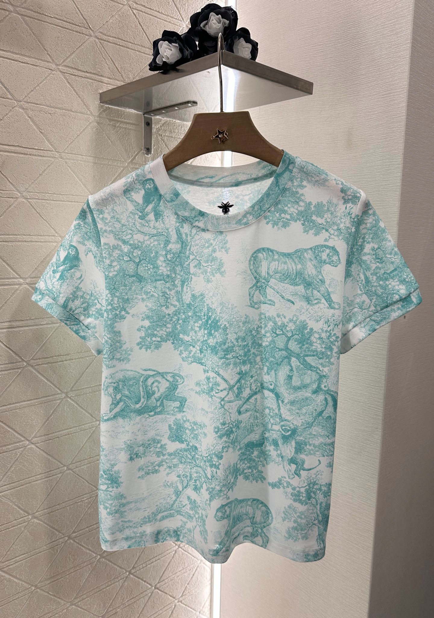 Teal Toile Print Tee